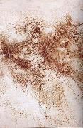 LEONARDO da Vinci Funf studies of grotesque faces oil painting artist
